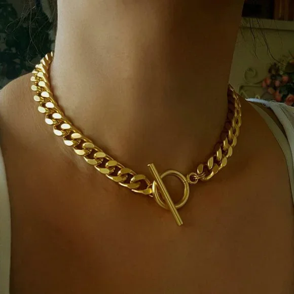 Chunky Link Chain Choker Necklace - Picture 2 of 3